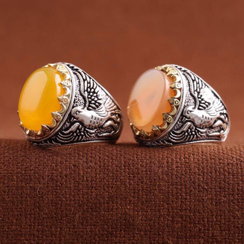 انگشتر شرف الشمس رکاب تاج برنجی مردانه اصل کد 2116 ( انگشتر مردانه )