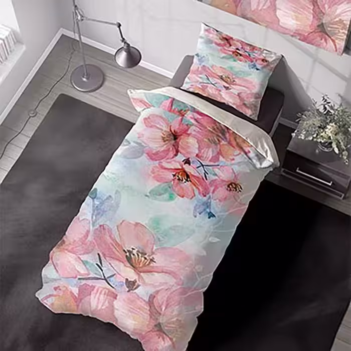 روتختی یکنفره فانتزی طرح گل صورتی SM-10801a