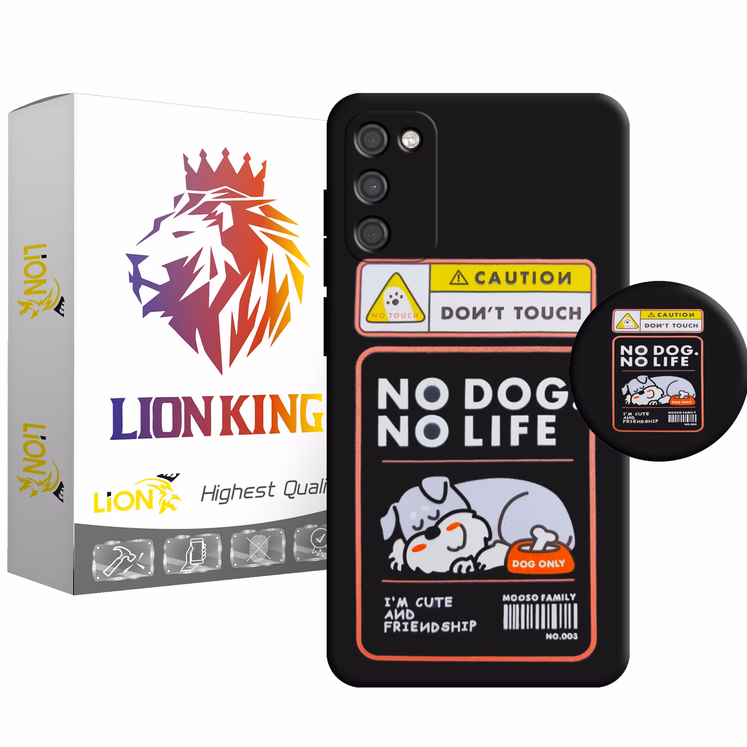 کاور لاین کینگ مدل NO DOG NO LIFE مناسب برای گوشی موبایل سامسونگ Galaxy A03s به همراه پایه نگهدارنده
