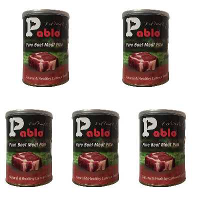کنسرو غذای گربه پابلو مدل گوشت خالص گوساله وزن 2000 گرم بسته 5 عددی