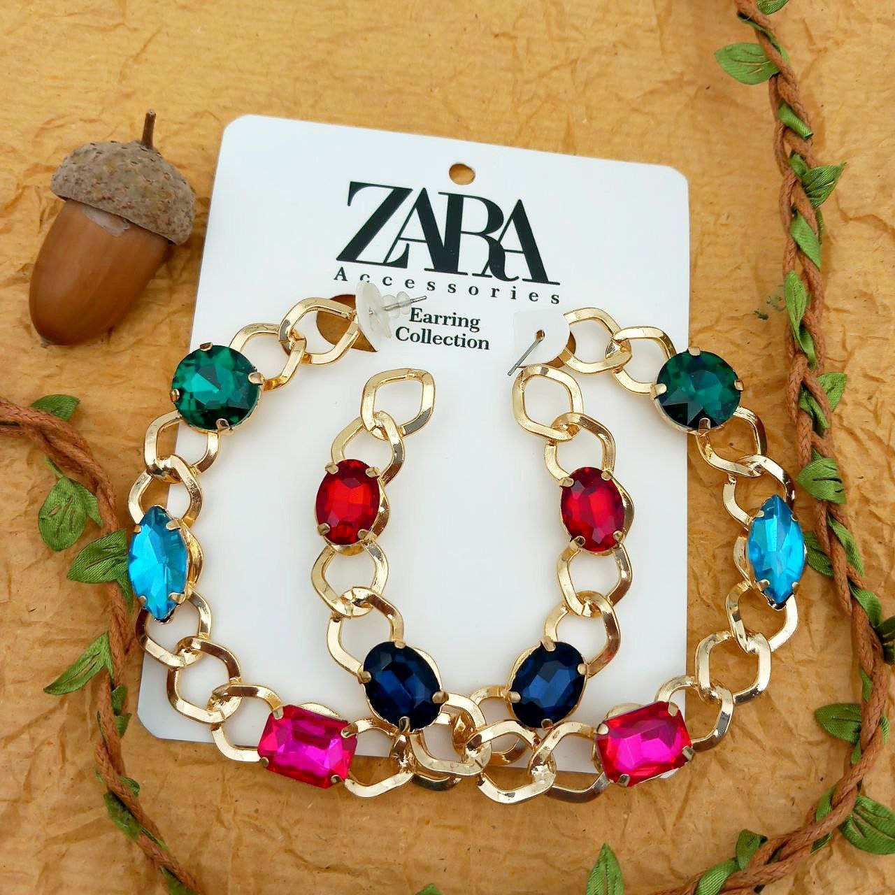 گوشواره حلقه  ای از برند زارا بانگین های سوارسکی