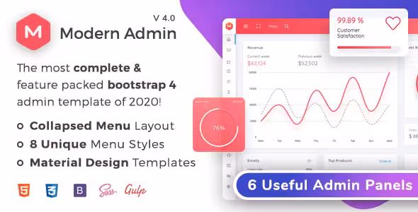 دانلود قالب Modern Admin – قالب HTML داشبورد مدیریت
