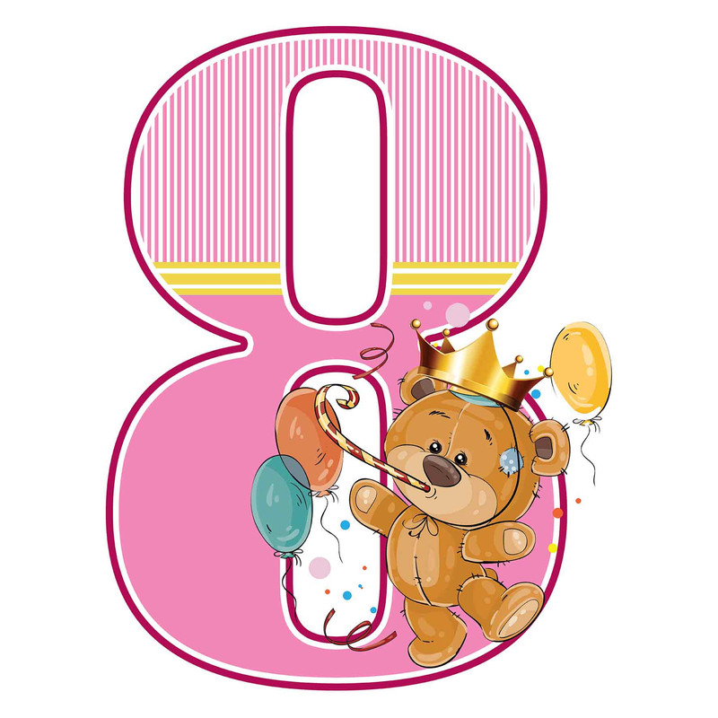 استند رومیزی تولد مدل عدد 8 طرح تدی دختر کد 938