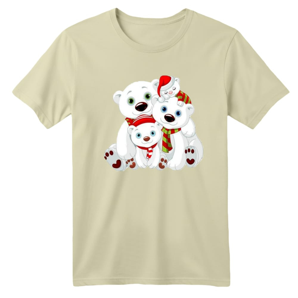 تی شرت آستین کوتاه بچگانه مدل خرس کریسمس کد 1 رنگ کرم