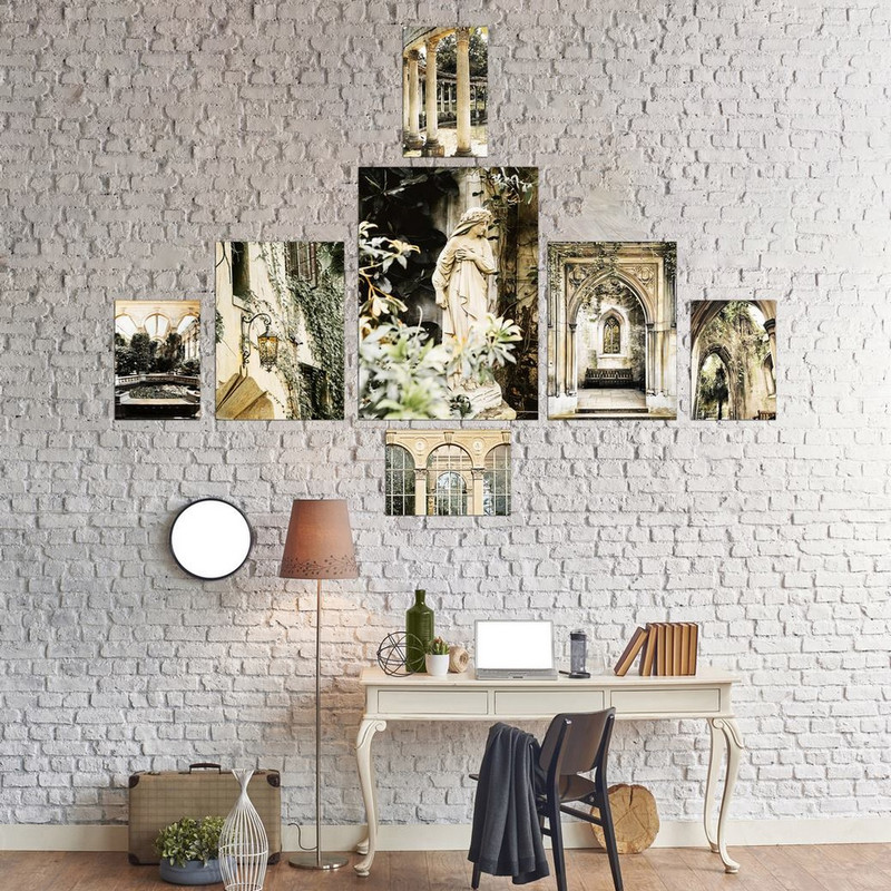 تابلو شاسی بکلیت طرح دکوراتیو باستانی مدل SH-491 مجموعه 7 عددی | دنیای قاب