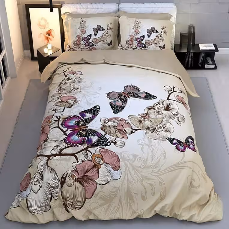 سرویس روتختی طرح سه بعدی مدل Butterfly دو نفره 6 تکه