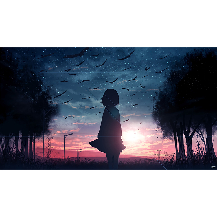 تابلو شاسی طرح نقاشی تنهایی دختر رویایی مدل 189