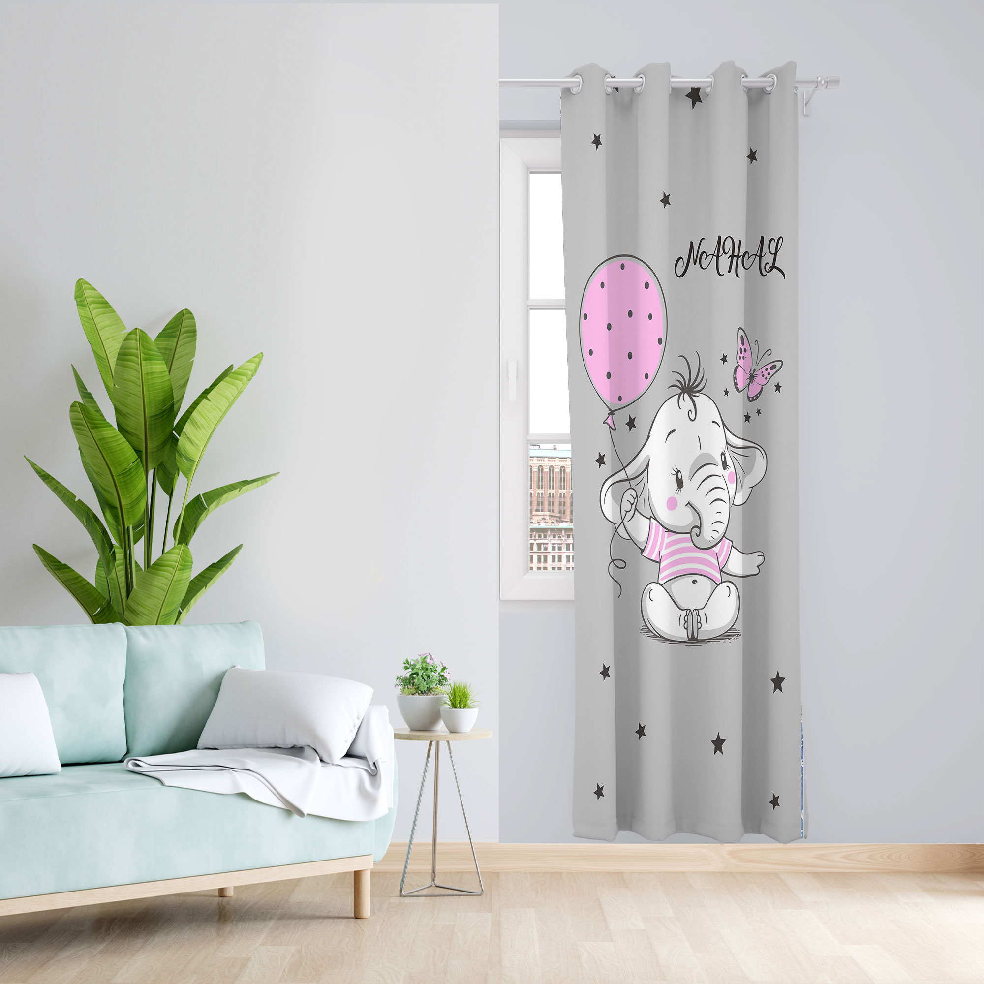 پرده مدل فیل بادکنک مخمل پانچی کد 1937 سایز 140x280 سانتی متر