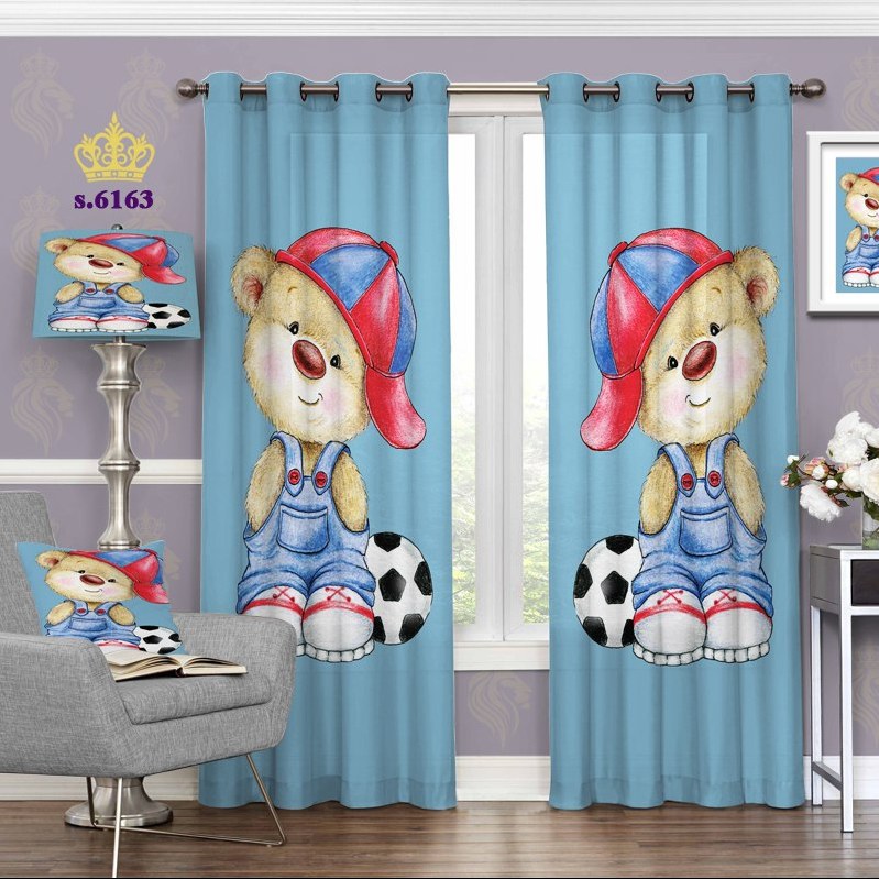 پرده اتاق خواب کودک دو قواره طرح کارتونی کد S6163