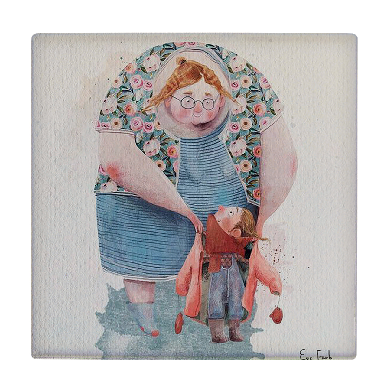 کاشی کارنیلا طرح مادربزرگ و نوه مدل لوحی کد klh237