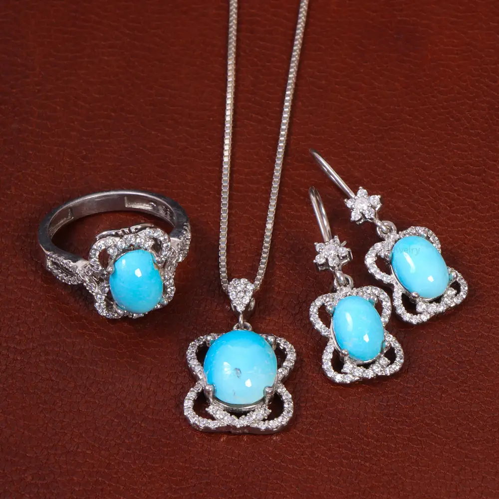نیم ست فیروزه زنانه کد 26545 - جواهری مشاهیر