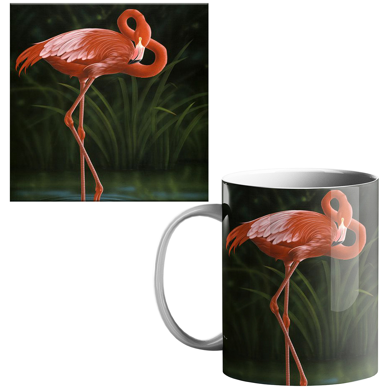 ماگ طرح فلامینگو کد 06 به همراه زیر لیوانی 