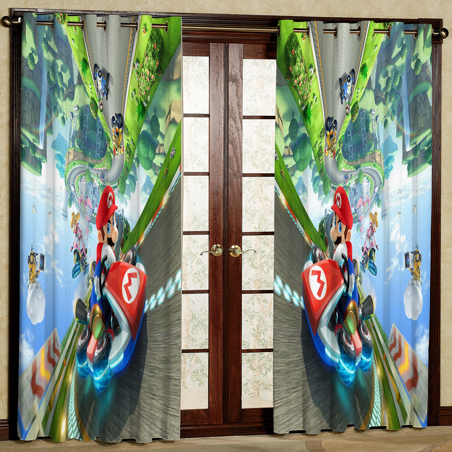  پرده مدل کارتون سوپر ماریو مخمل پانچی کد 936 سایز 140x280 سانتی متر