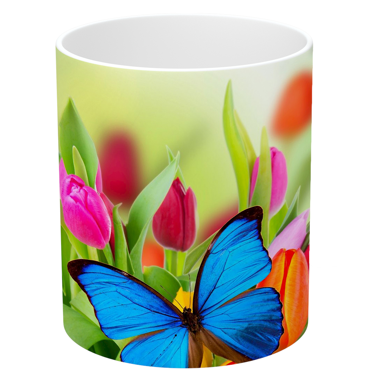 ماگ طرح گل لاله و پروانه مدل NI1083