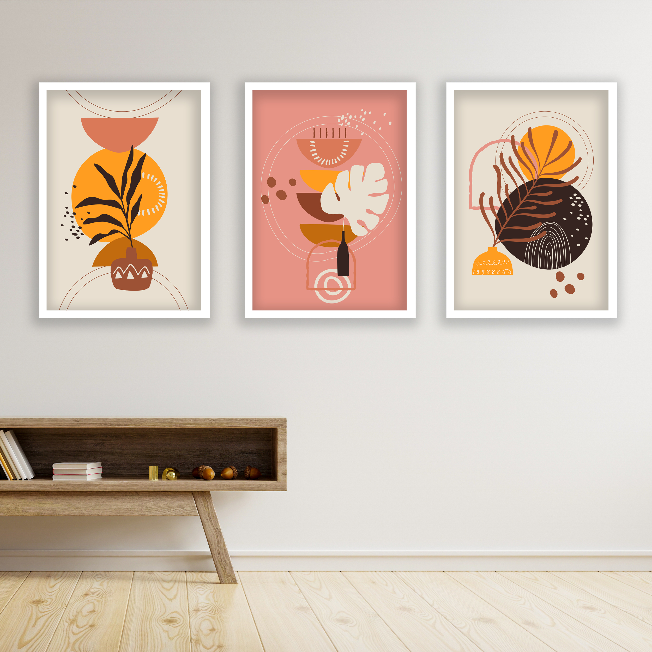 تابلو مدل مینیمال دکوراتیو کد LA-G30158 مجموعه 3 عددی