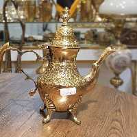 قوری پایه دار برنجی طرح طاووس کوچک