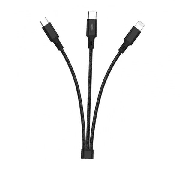 کابل شارژر سه سر رسی (Recci) مدل Fast Wind طول 1.2 متر - فروشگاه اینترنتی طیف سنتر