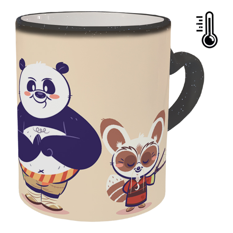 ماگ حرارتی مدل دسته قلبی اکلیلی طرح پاندا کنگ فو کار کد 99