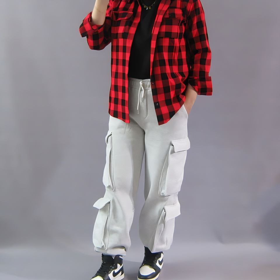 شلوار بگ شش جیب دورس تو کرک بهاره  قد 105