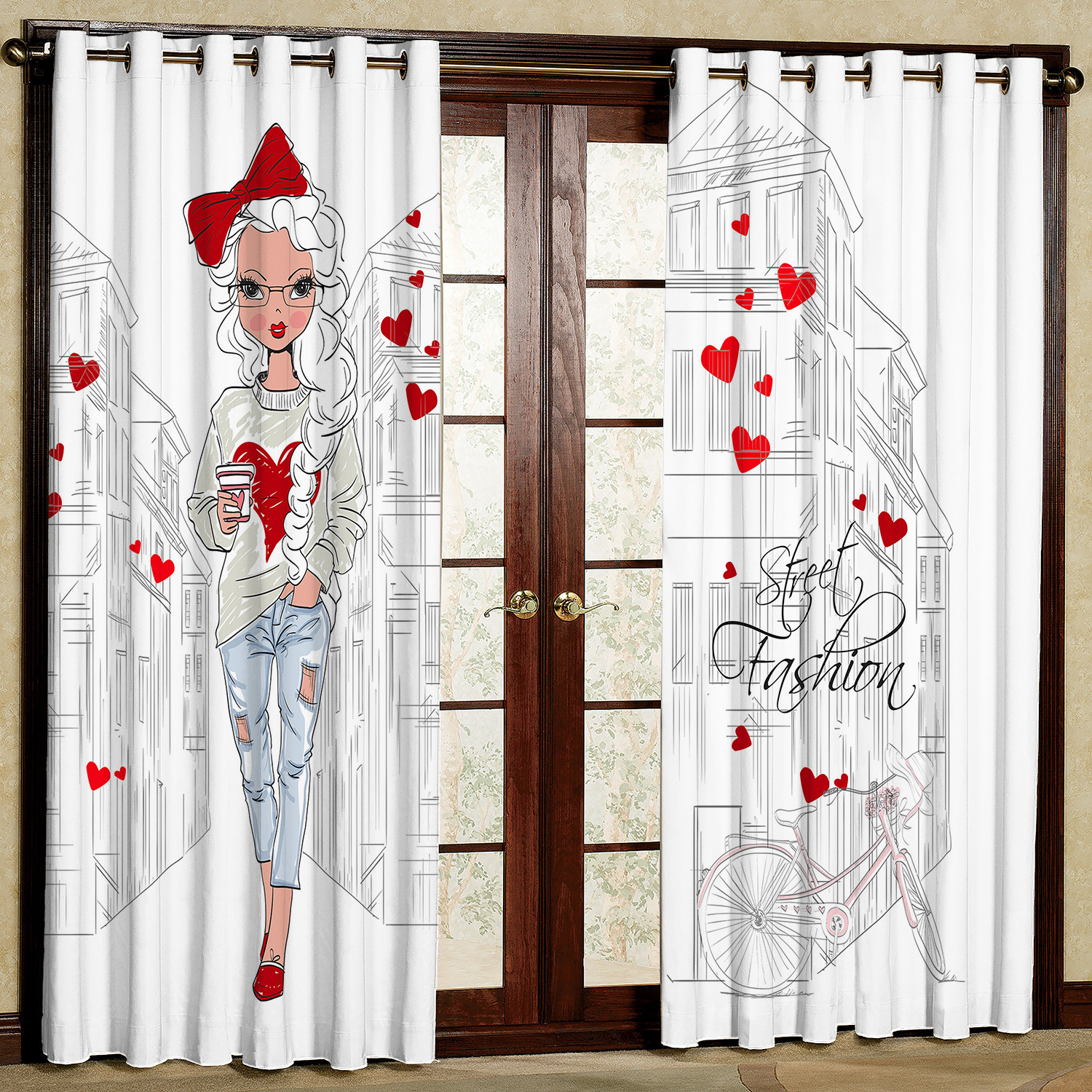 پرده مدل دختر مخمل پانچی کد 1166L سایز 140x280 سانتی متر