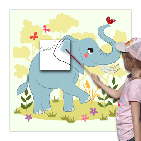 کاردستی نقاشی غول پیکر« فیل و پرنده»