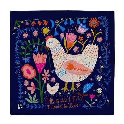  کاشی کارنیلا طرح نقاشی مرغ و بوته های گل کد wkk3257