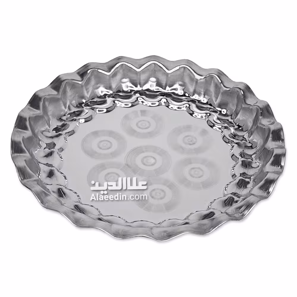 سینی استیل گرد لب کنگره‌ای با قطر 16 سانتی‌متر