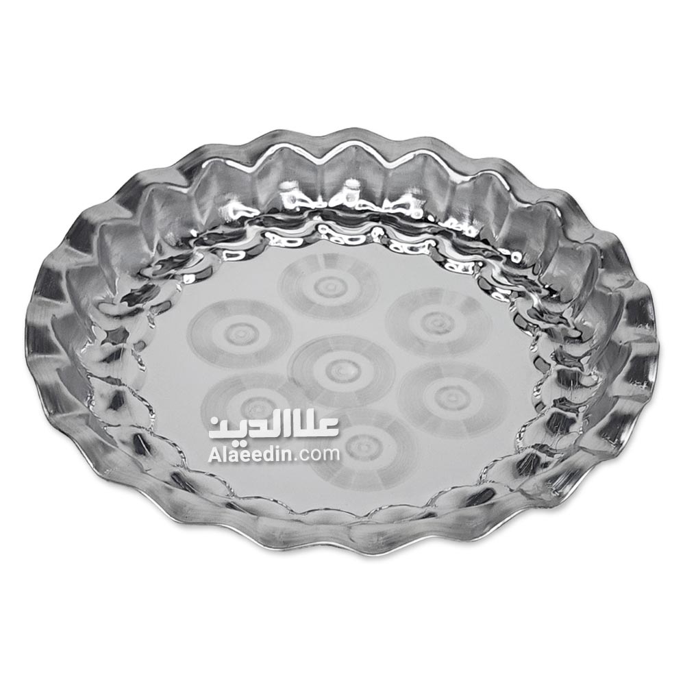 سینی استیل گرد لب کنگرهای با قطر 16 سانتیمتر