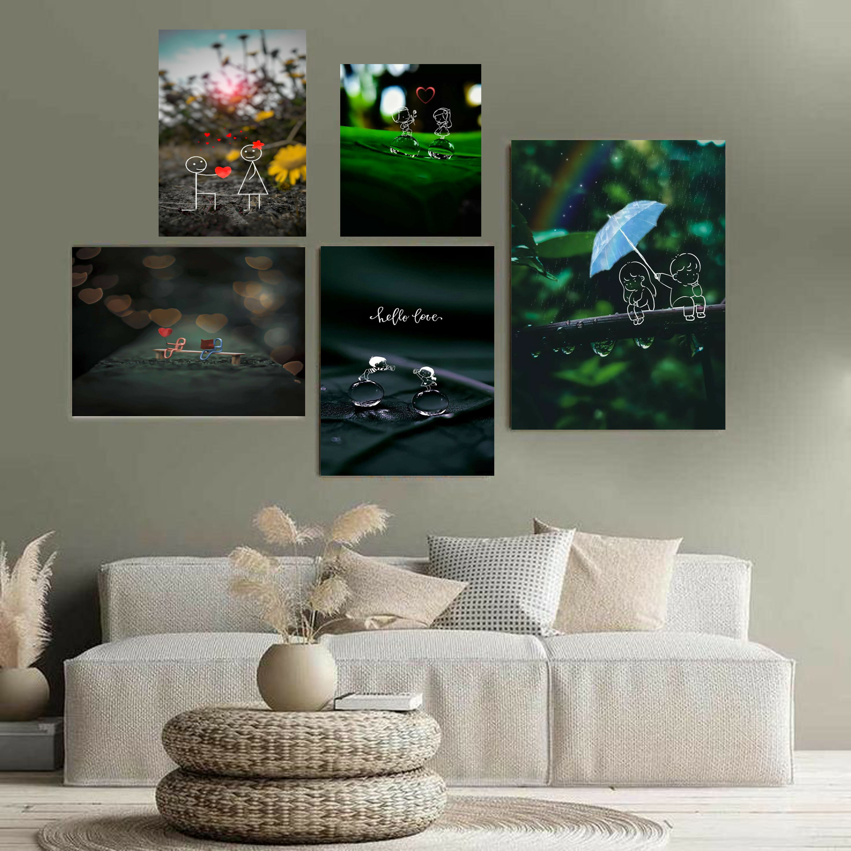 تابلو شاسی طرح عشق مدل 1016 مجموعه 5 عددی