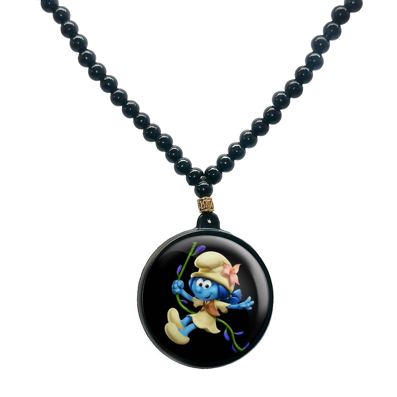 گردنبند پرمانه طرح اسمورف کد pmd.10520 مدل دو طرفه