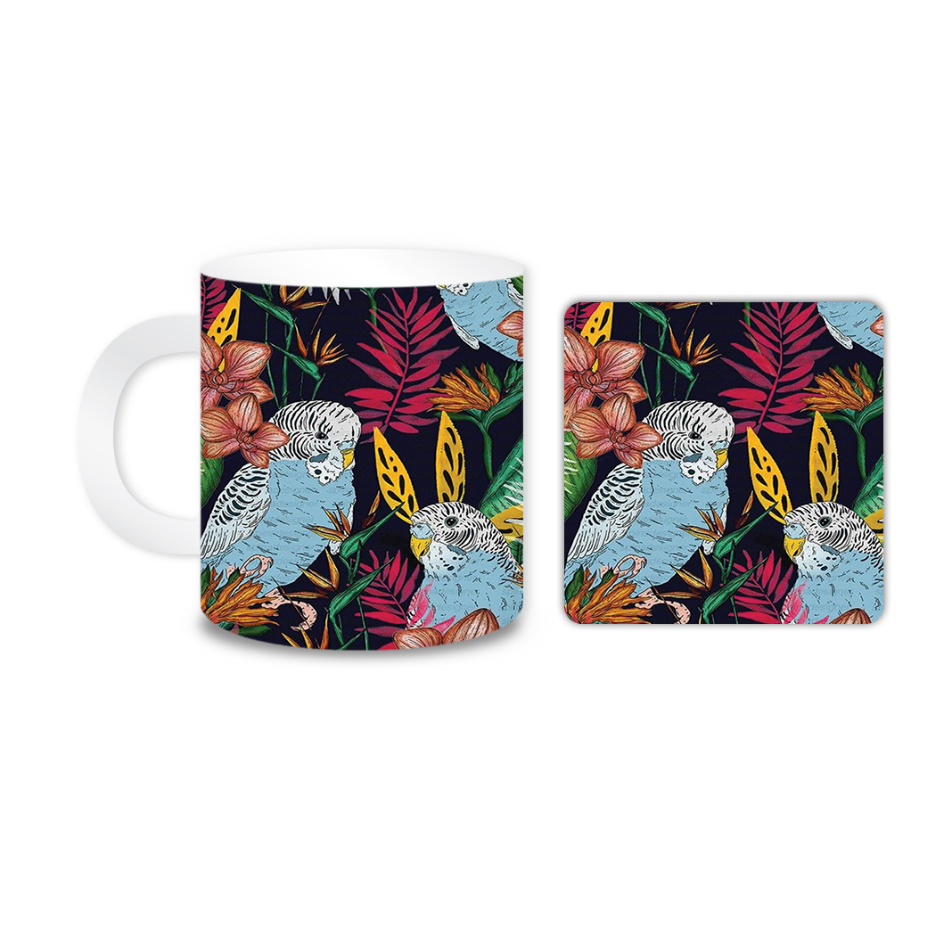 ماگ مدل مرغ عشق کد 1241 به همراه زیر لیوانی