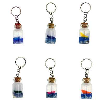 جاکلیدی مدل شیشه‌ای طرح قایق مجموعه 6 عددی