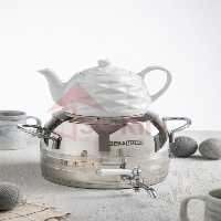 کتری قوری دکاموند کف چدن نقره ای براق کد 6044