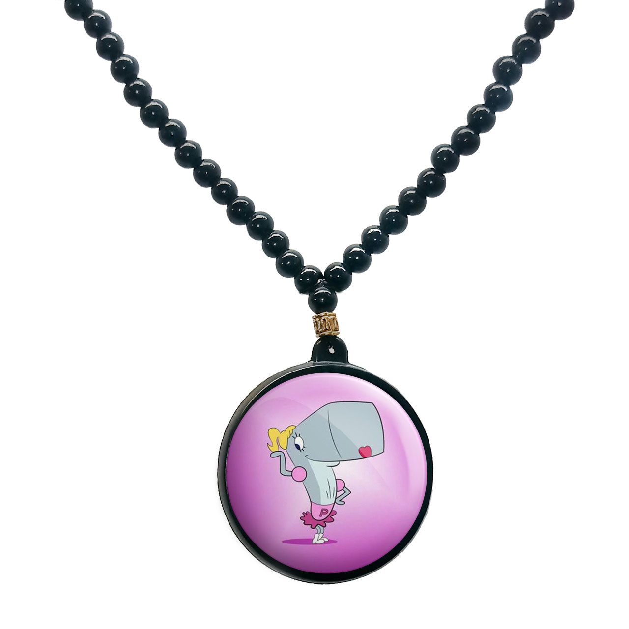 گردنبند پرمانه طرح باب اسفنجی کد pmd.5098 مدل دو طرفه