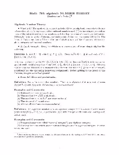خرید و دانلود نسخه کامل کتاب Algebraic number theory (Math 784)