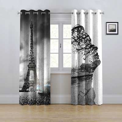 پرده مدل پانچی طرح برج ایفل سایز 280x145 سانتی متر