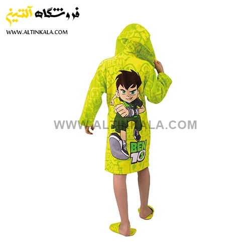 حوله پالتویی بچه گانه پودایران طرح بن تن هیرو زرد سایز 100