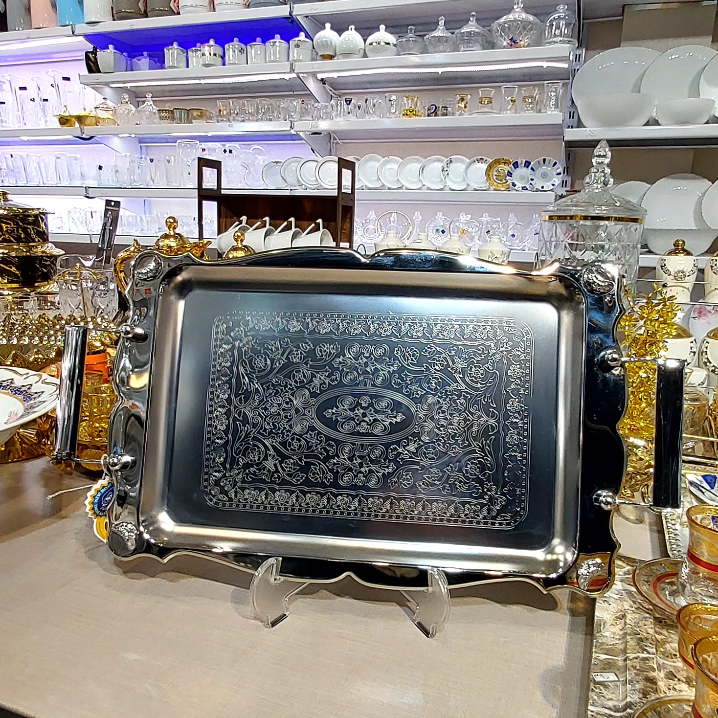 سینی استیل - سینی پایه دار
