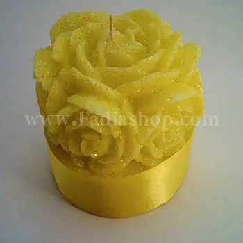 شمع استوانه گل رز بزرگ زرد