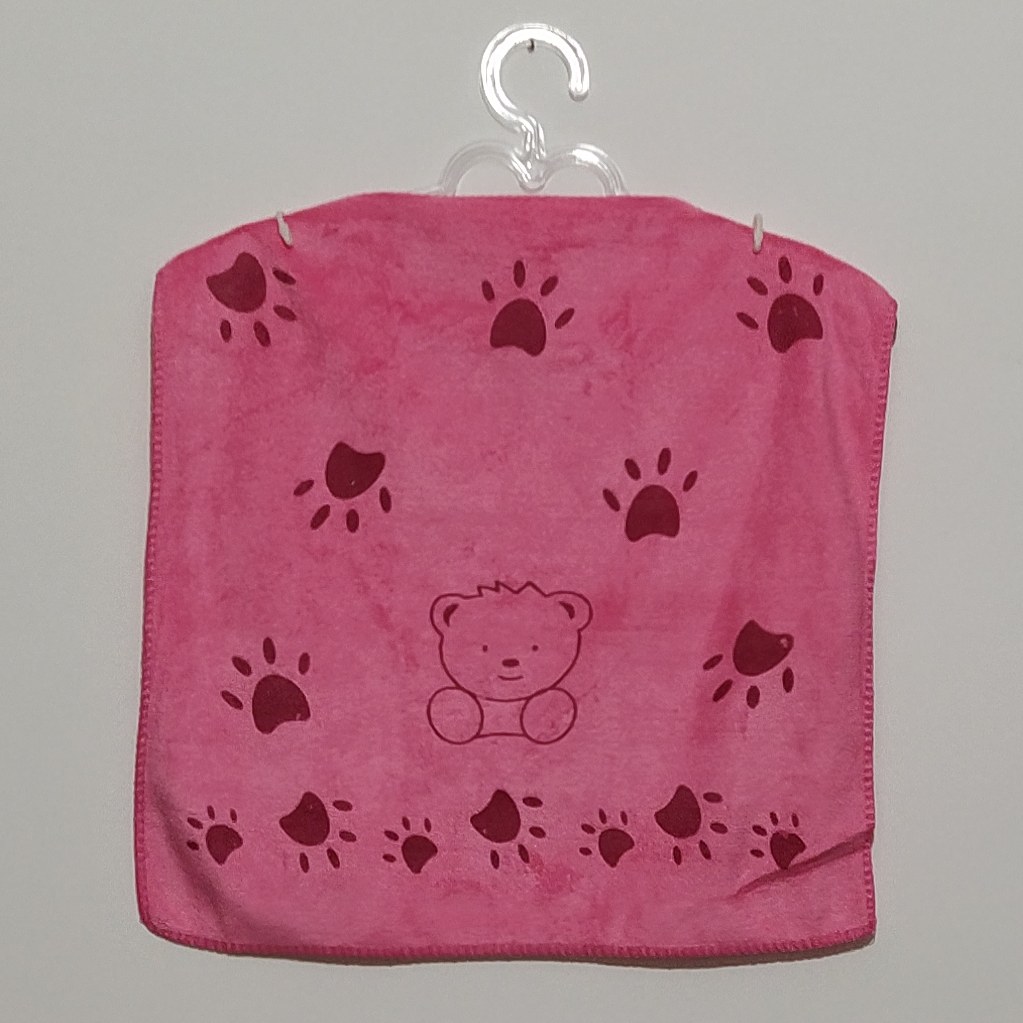 حوله میکروفایبر - دستی -40در40- مدل خرسی- چندرنگ -مناسب آشپزخانه - صورتی-کد (01)