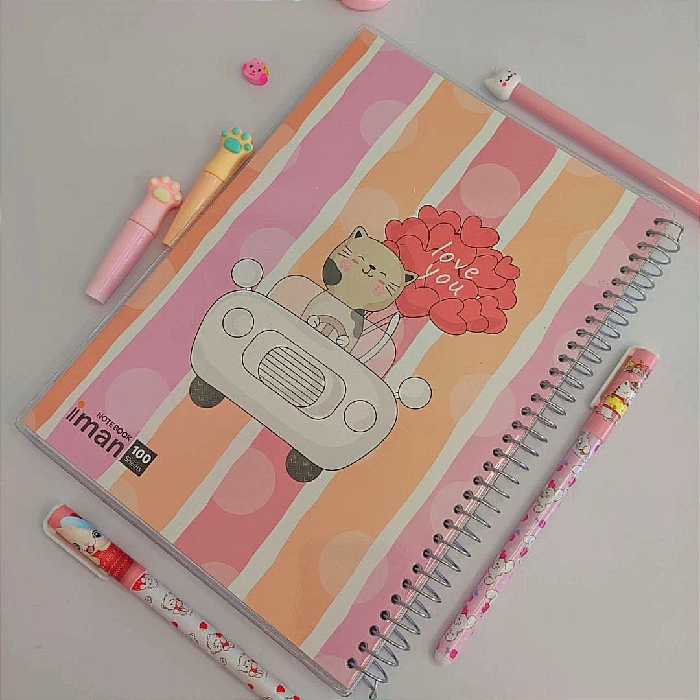 دفترهای 100 برگ باکیفیت برند ایمان طرح گربه 
جلدشون مجلد هستش
سیمی
حاشیه دار
خط داره و رنگ خطوطش آبی و بسیار با کیفیت 