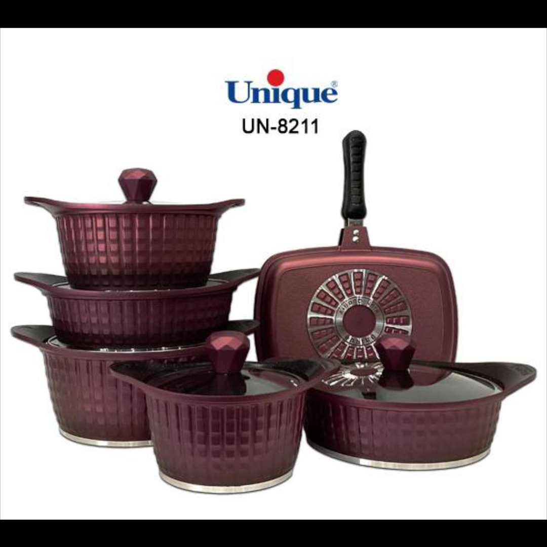 سرویس قابلمه 12 پارچه چدن گرانیت برند یونیک رنگ بنفش کد 8211