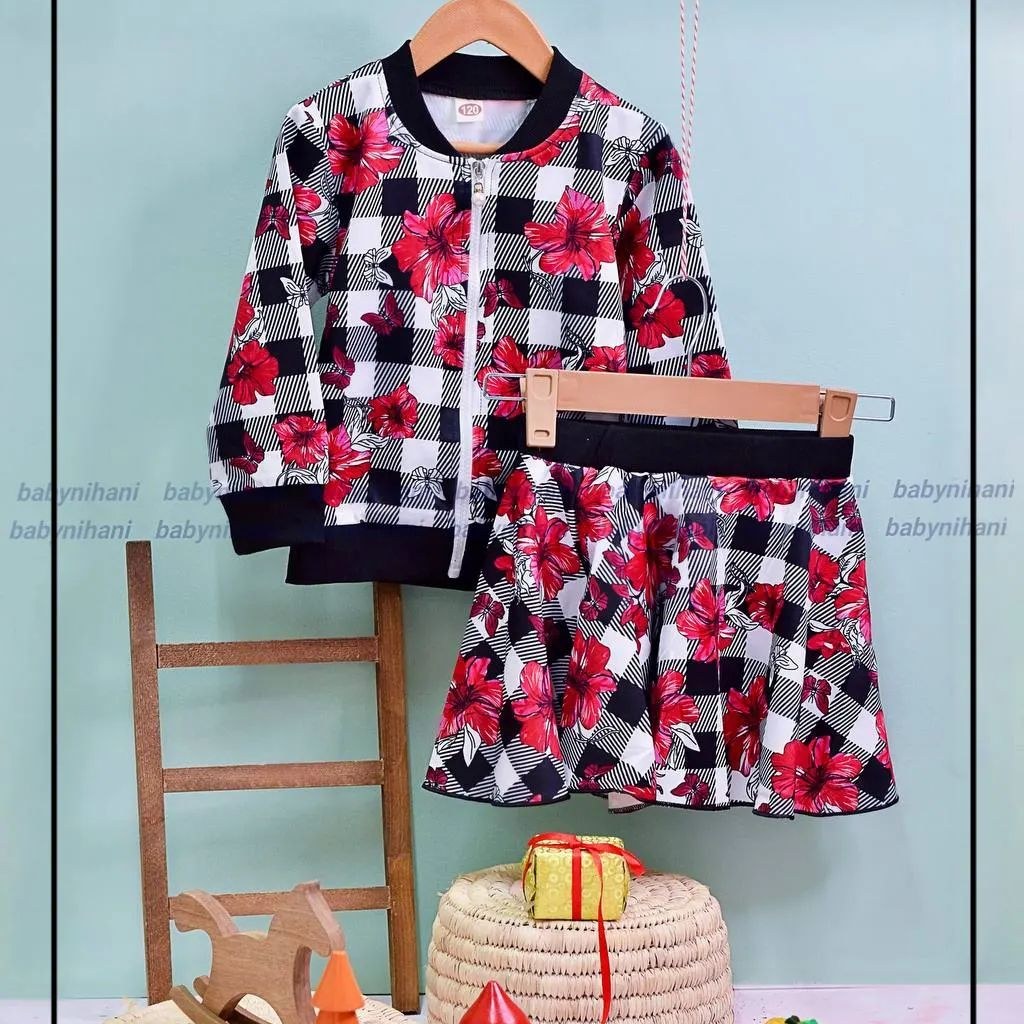 ست سوییشرت دامن دخترانه وارداتی ژورنالی