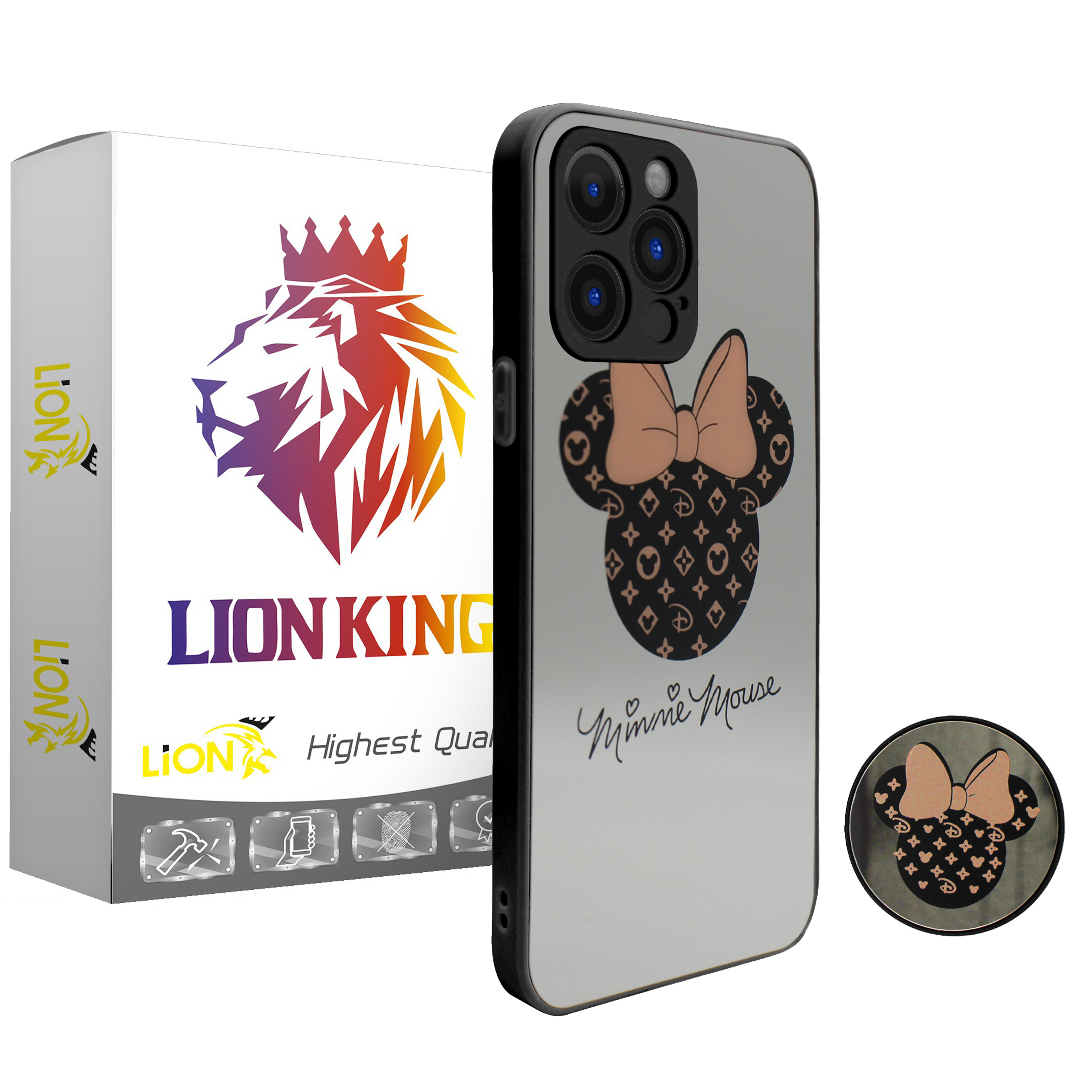 کاور لاین کینگ مدل Ayenehmiki مناسب برای گوشی موبایل اپل iPhone 12 Pro max به همراه پایه نگهدارنده