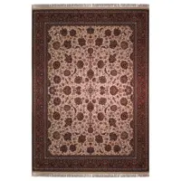 فرش ماشینی زمرد مشهد طرح افشان مدل گل درشت زمینه کرم