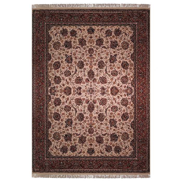 فرش ماشینی زمرد مشهد طرح افشان مدل گل درشت زمینه کرم