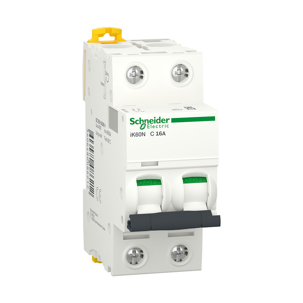 کلید مینیاتوری 2 پل 16 آمپر C16-6KA اشنایدر کد A9K24216