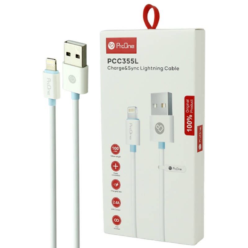 کابل آیفونی فست شارژ ProOne PCC355L 2.4A 1m