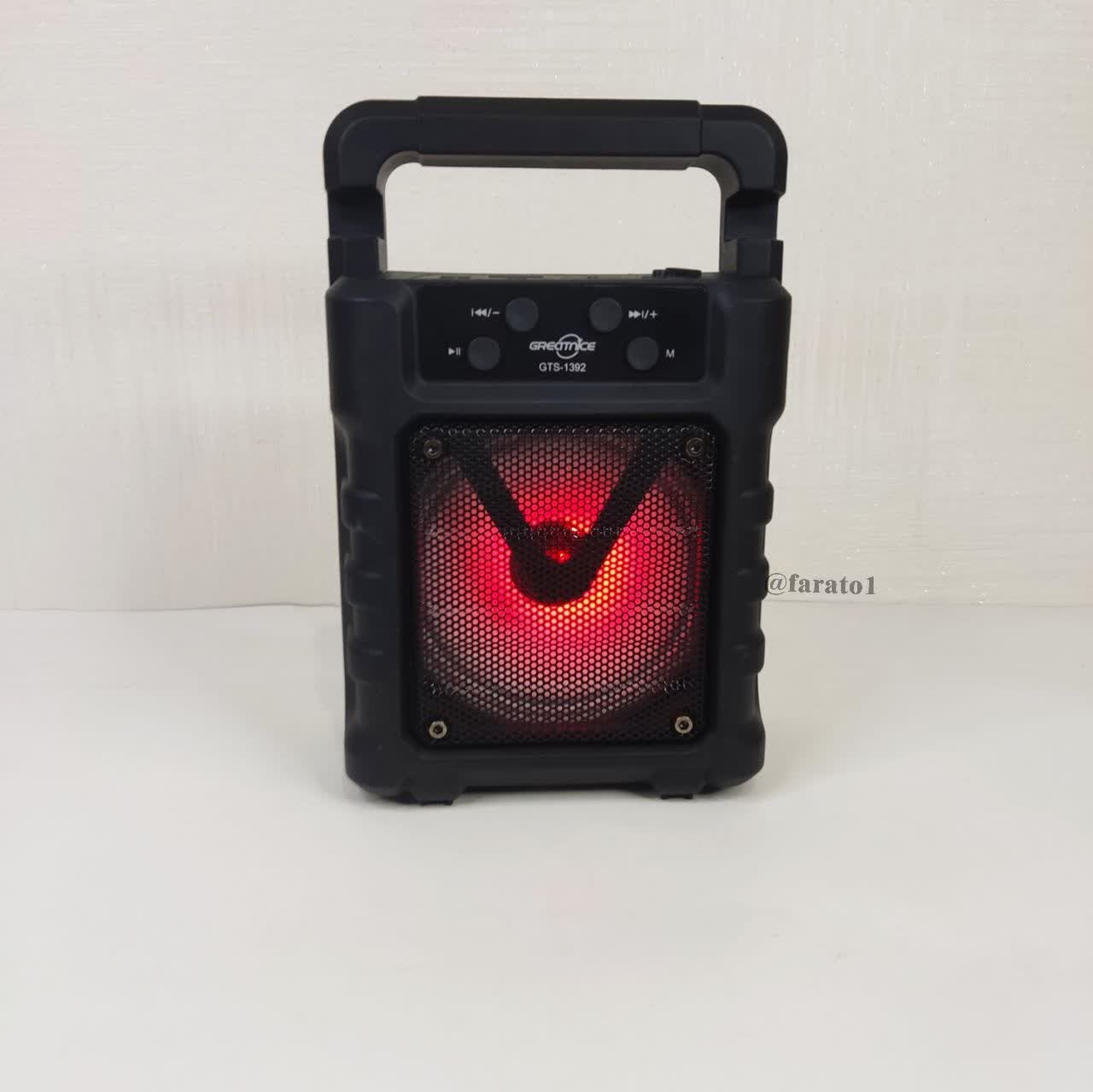 اسپیکر 4 اینچ بلوتوثی قابل حمل gts-1392 دارای رقص نور  و دسته تاشو