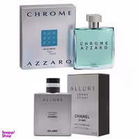 ادوپرفیوم مردانه پینک ویژوآل مدل azzaro Chrome به همراه ادوپرفیوم مردانه اسکلاره مدل Allure Chanel